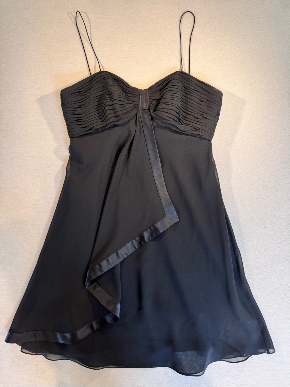 Kay Unger Evening 100% Silk Black Draped Cocktail Dress Size 10 Y2K